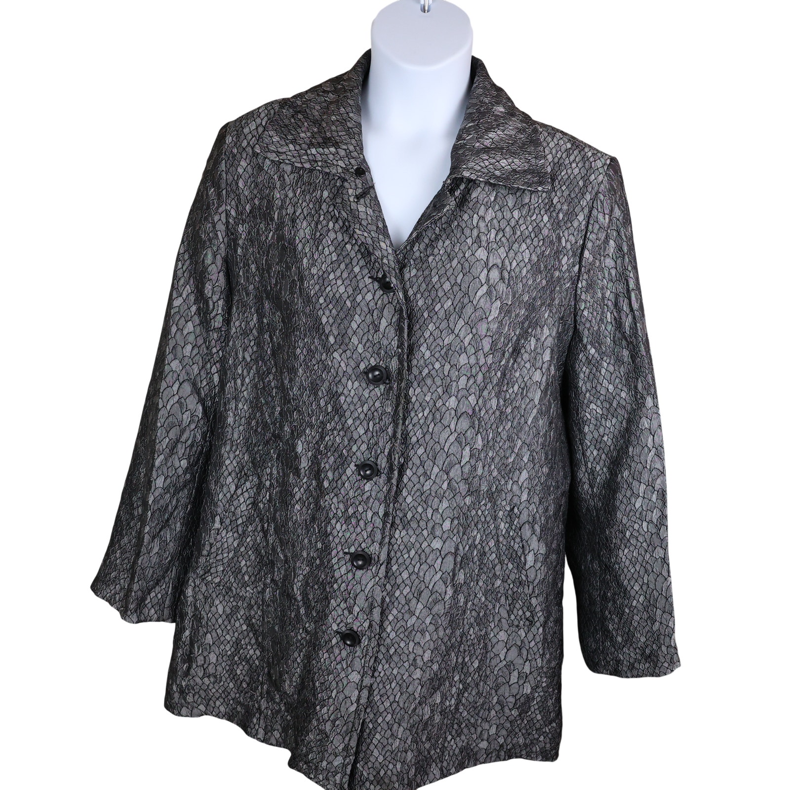 Toni Morgan Gray Silver Snakeskin Womens Button Down Jacket 1x